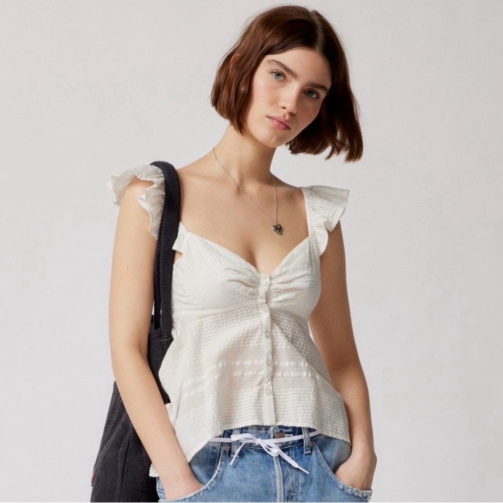Urban Outfitters White Babydoll Blouse